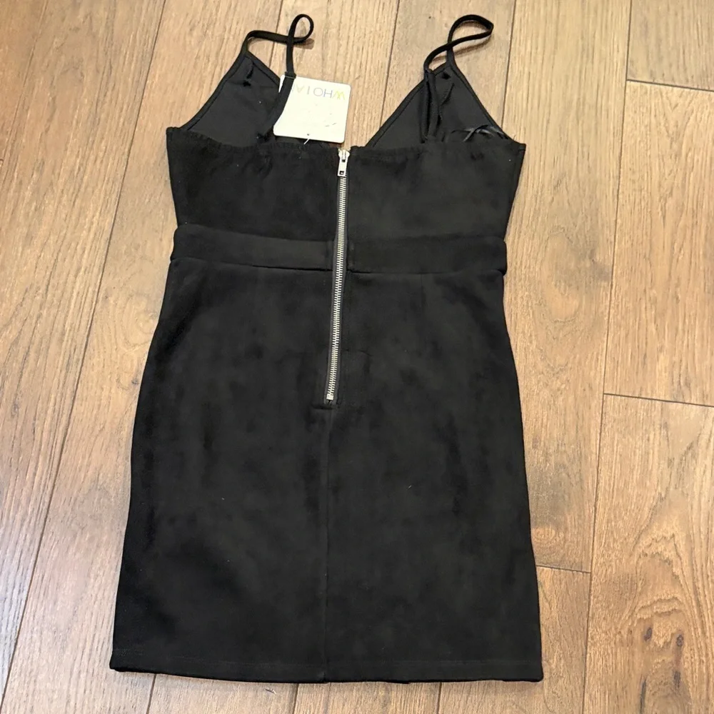 Who Am I Suede Black Lace-Up Dress NWT Size 8 - C8-003